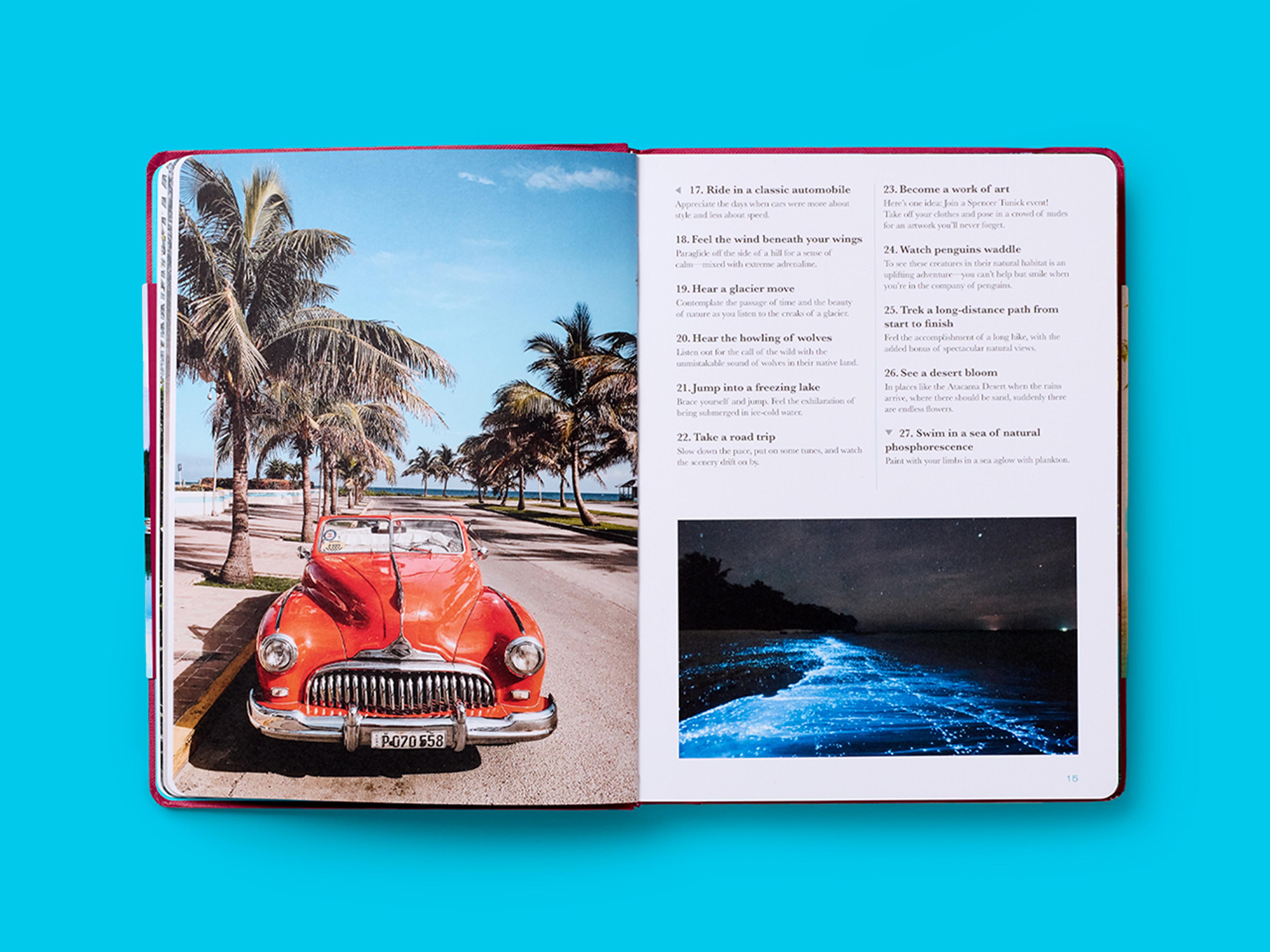 Open spread from the book The Bucket List Journal.