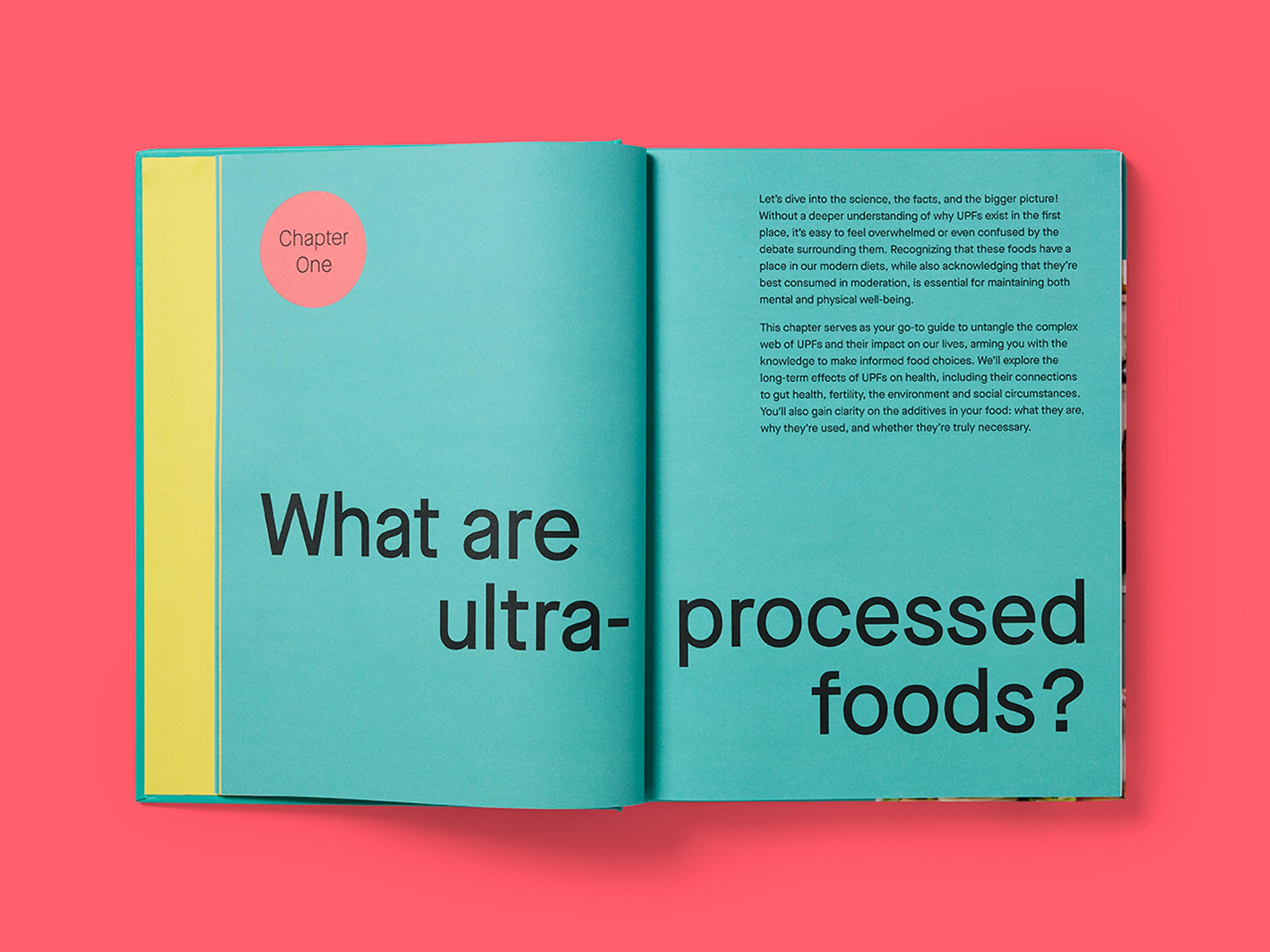 Open spread from The Unprocessed Plate, featuring explanatory text.