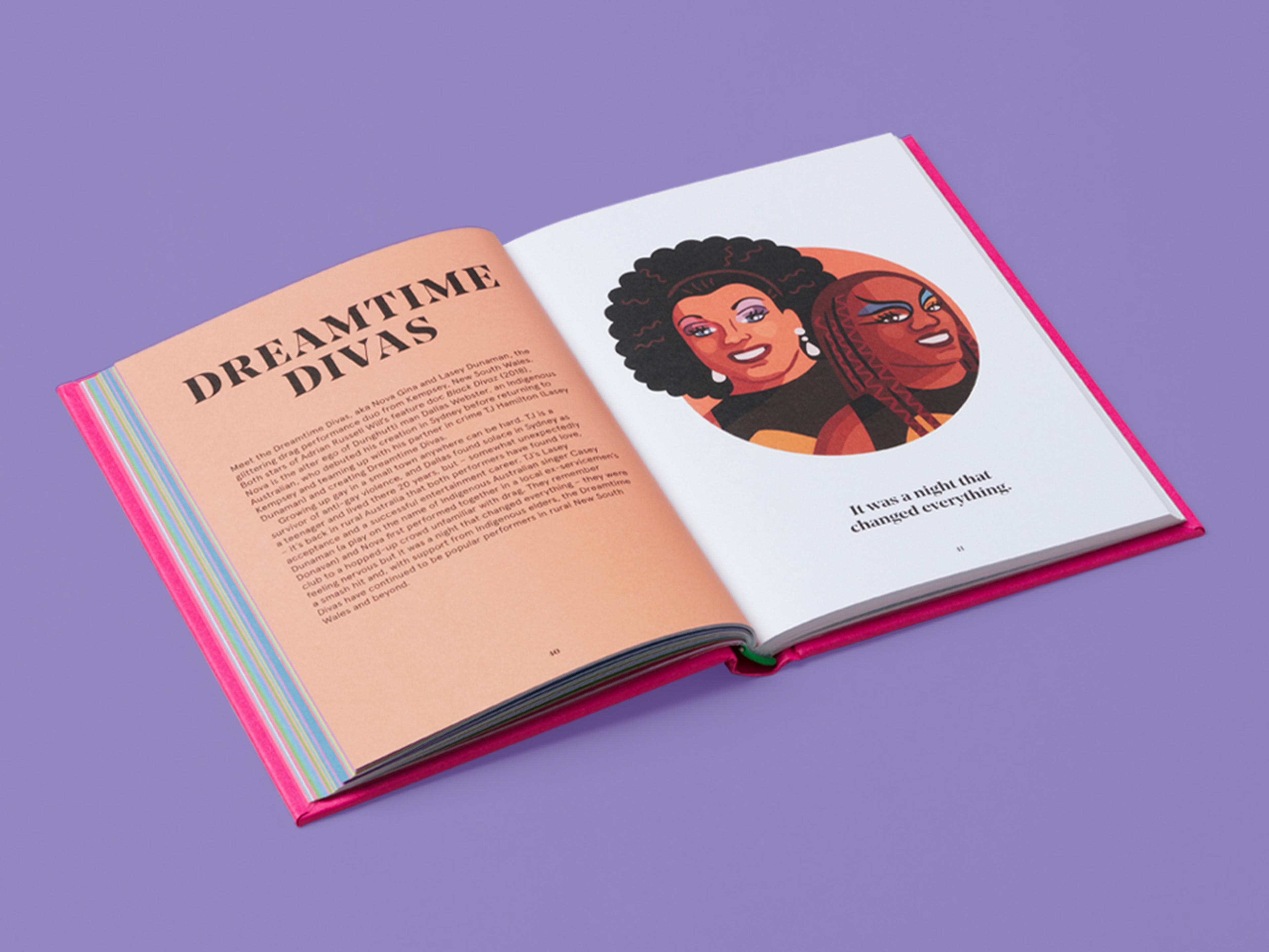 Open spread of 50 Drag Queens Who Changed the World.