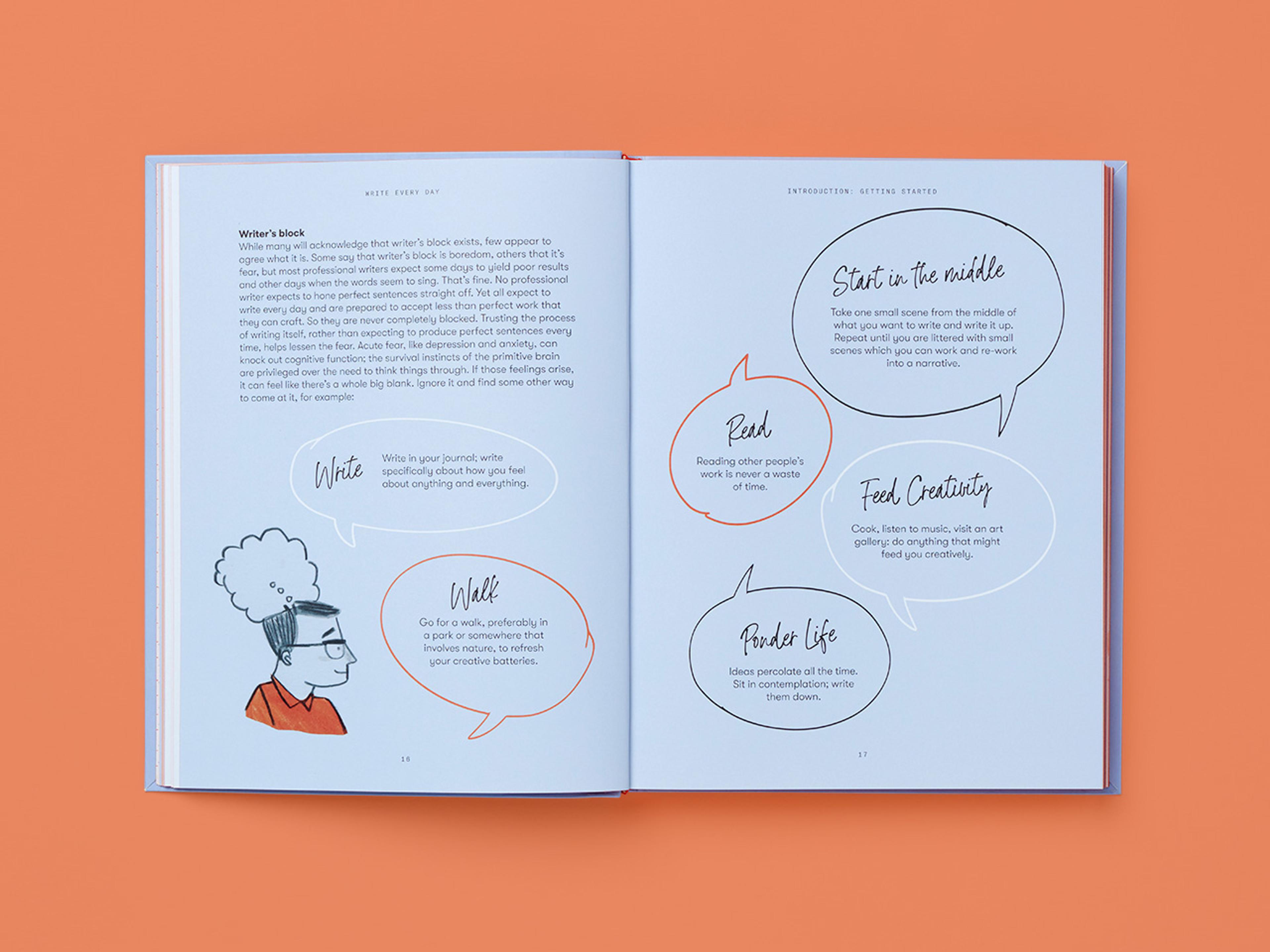 Open spreads from the Write Every Day book.