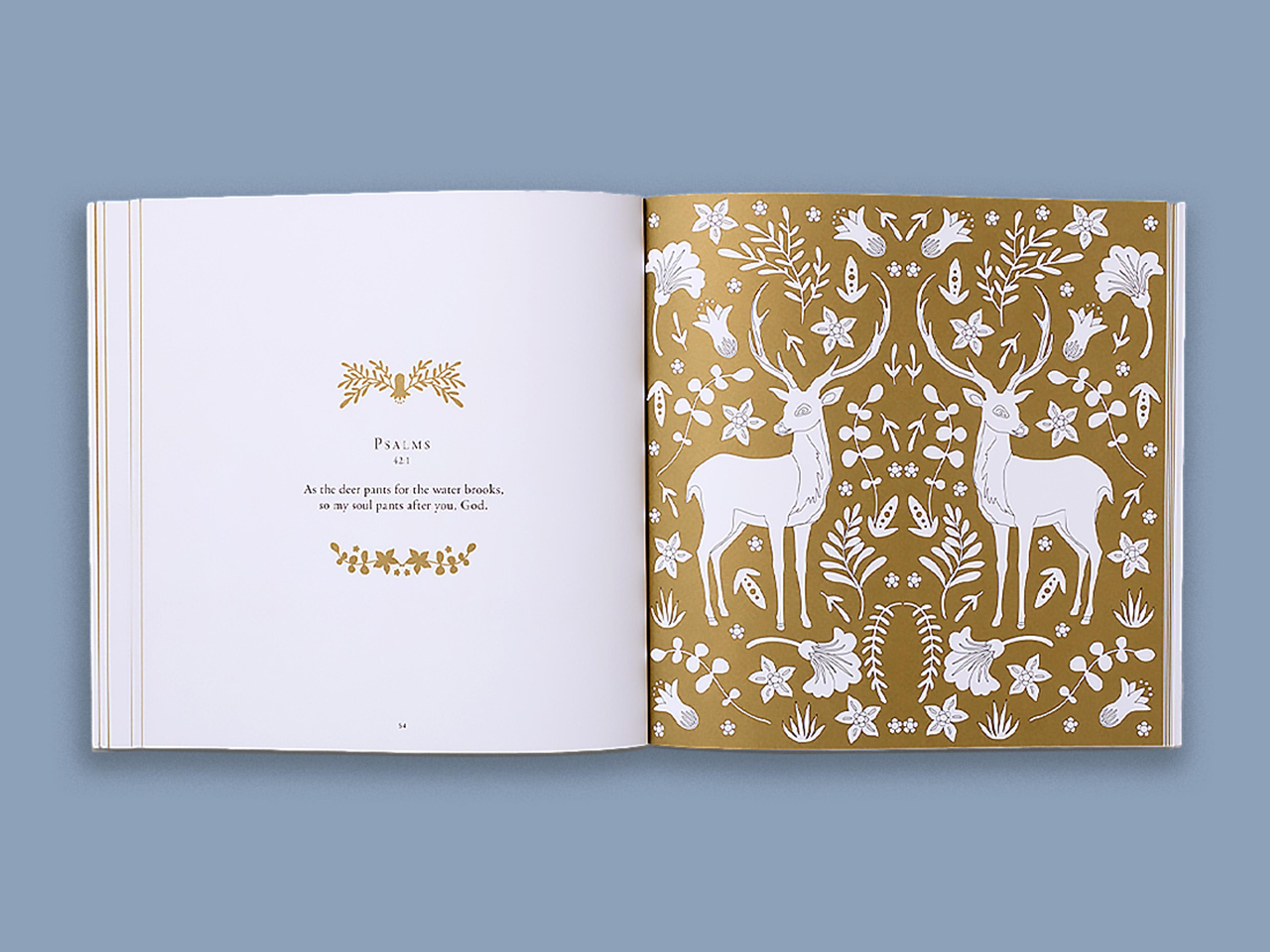 Open spread from the Spiritual Colouring Book series.