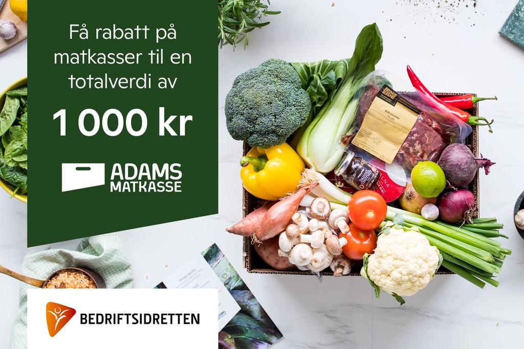 Få 200 kr rabatt på 5 leveringer fra Adams matkasse