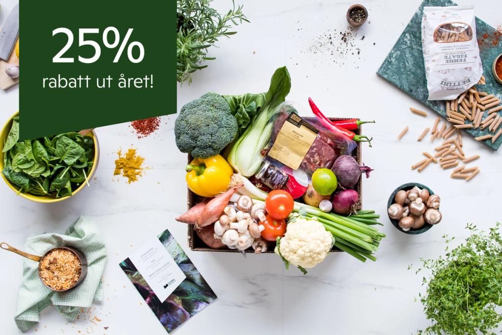Få Adams Matkasse til 25 % rabatt ut året!