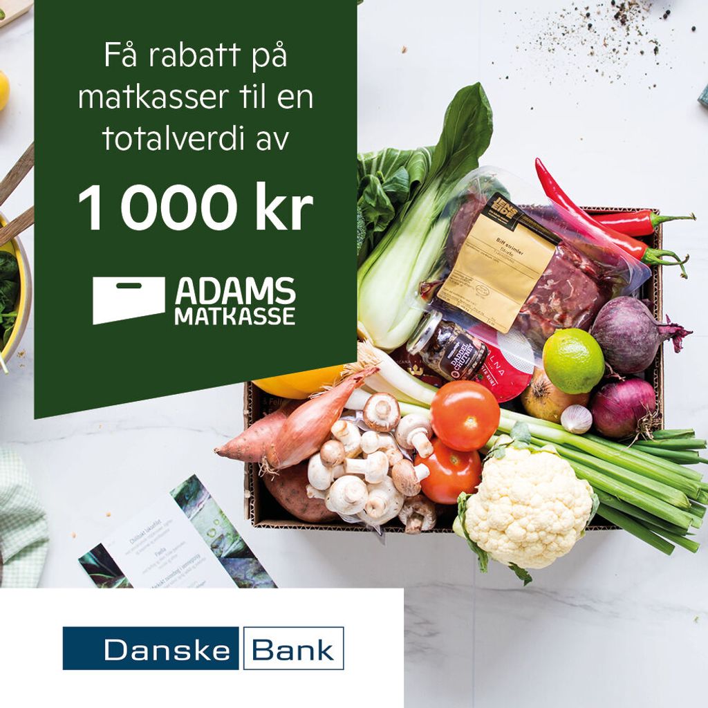 Få 200 kr rabatt på 5 leveringer fra Adams matkasse