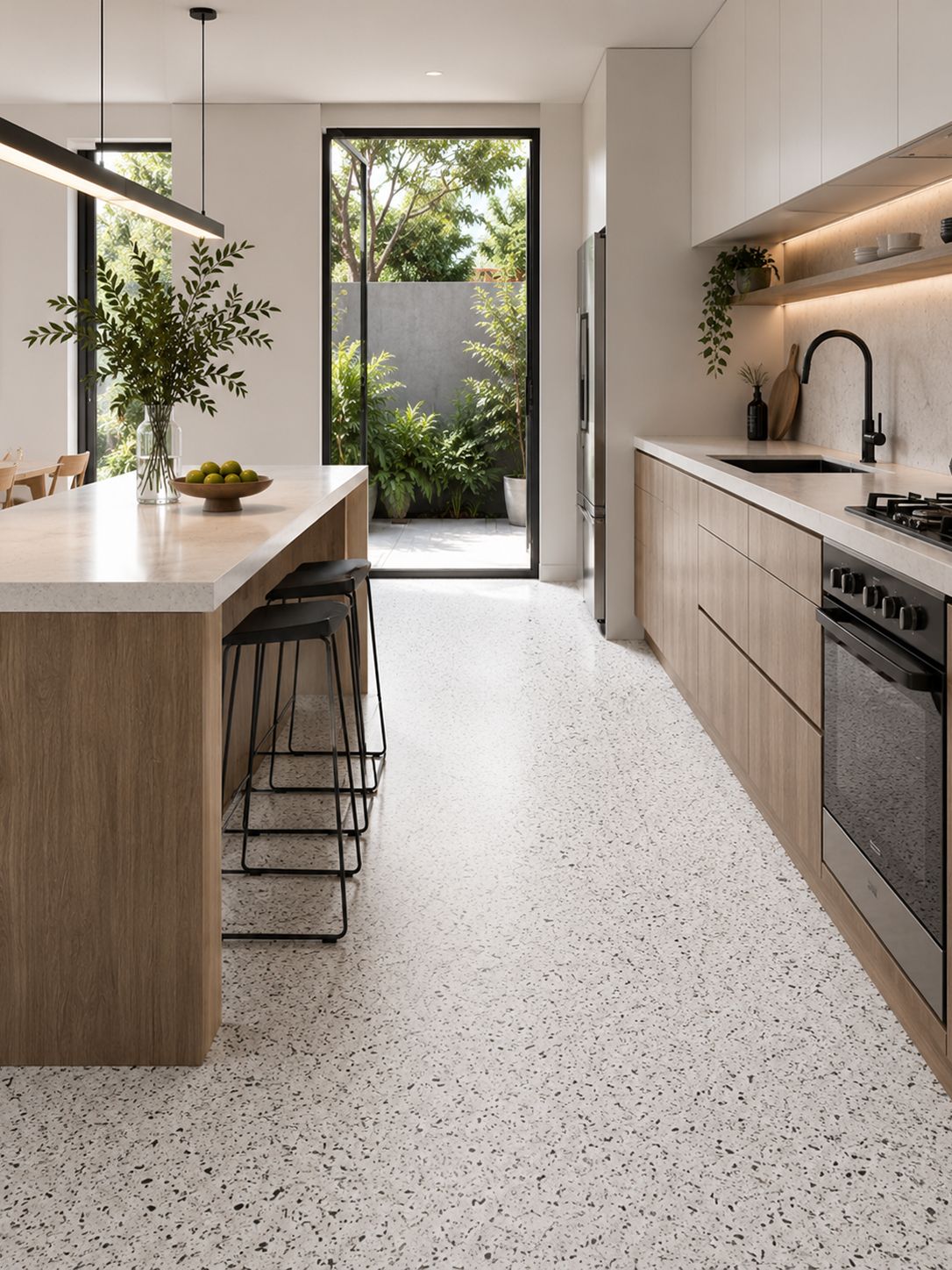 Mosaico Compacto Blanco Breciato en uso