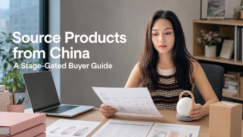 Kelsy reviewing product requirements, supplier evidence, sample records, inspection results, and shipping documents for a China sourcing project.