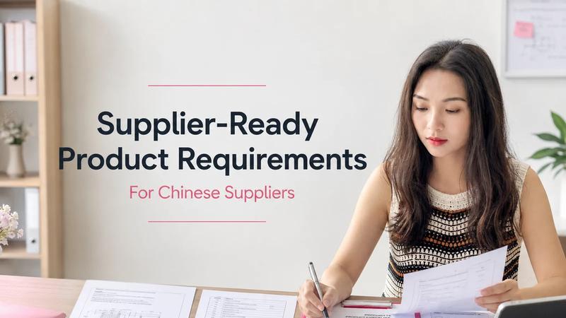 Kelsy reviewing supplier-ready product requirements for Chinese suppliers