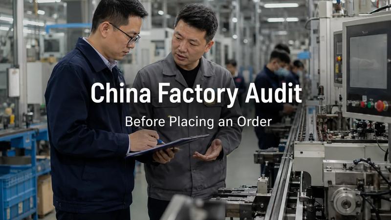 Factory auditor reviewing production equipment and process records with a supplier representative in a Chinese manufacturing facility.