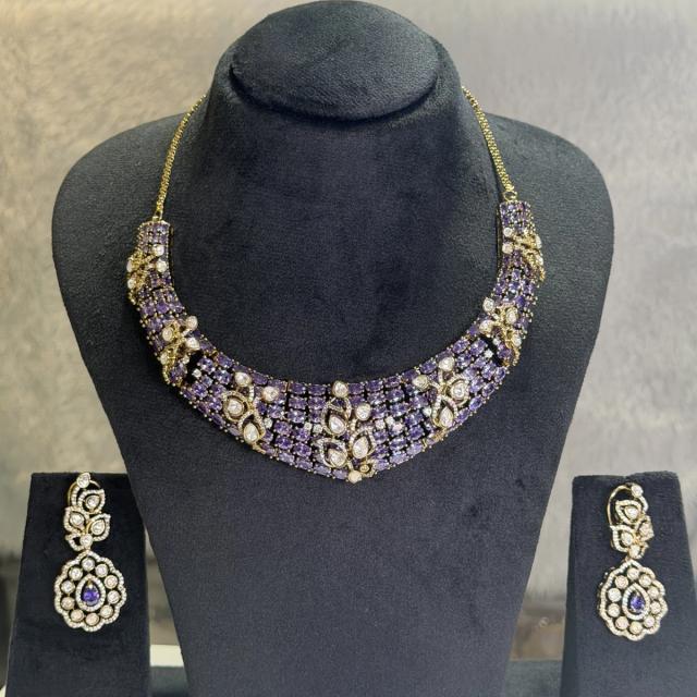 Purple stone choker set