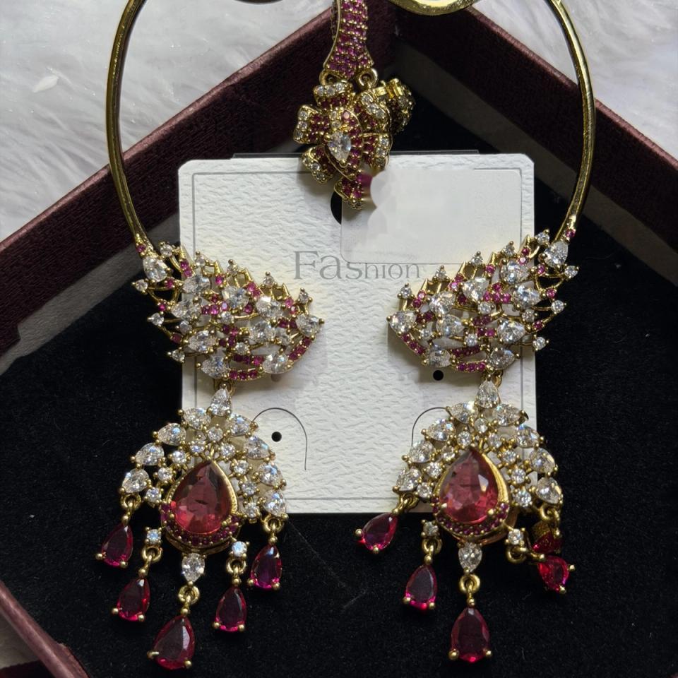 Ruby stone drop earrings