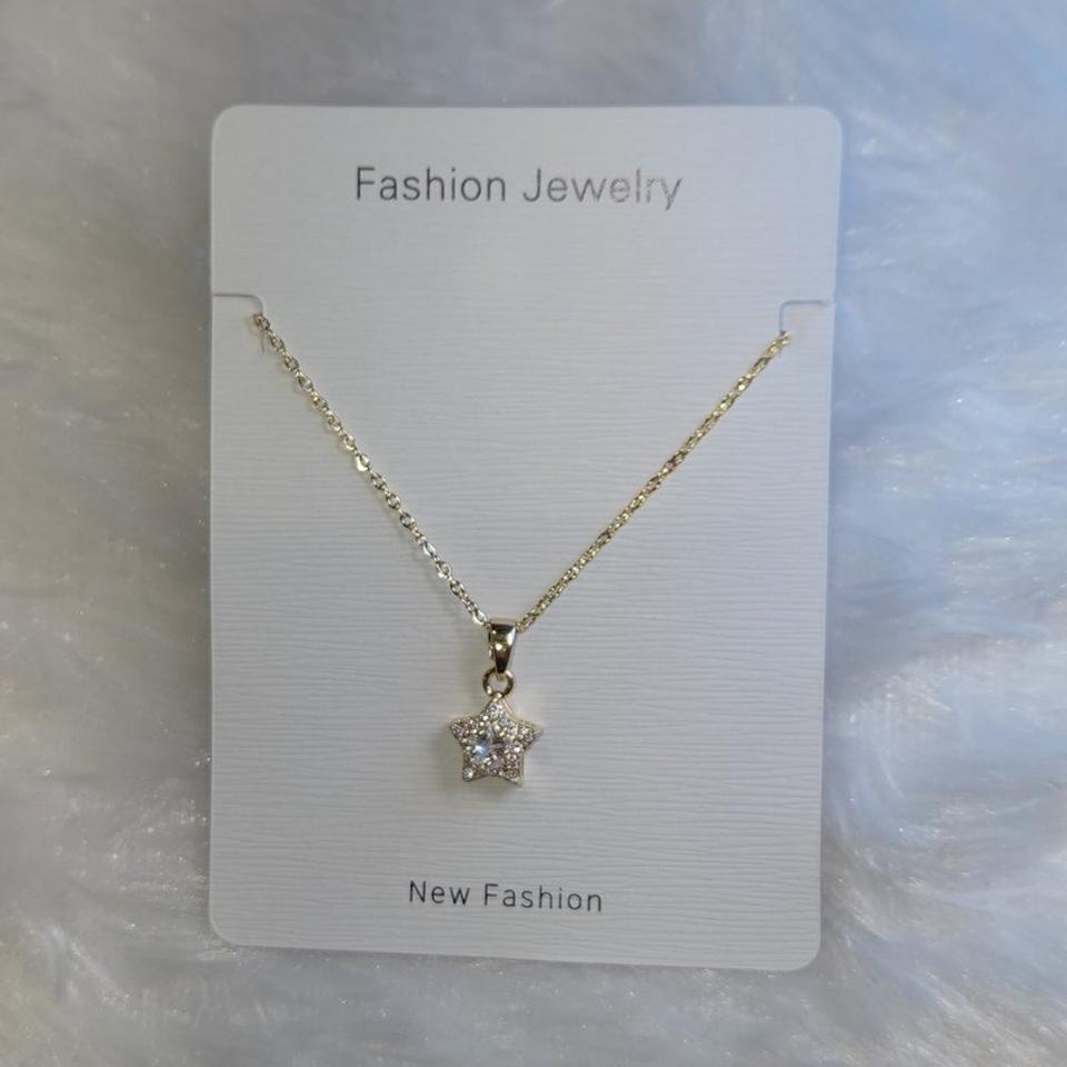 Rose gold flower stone pendant chain *