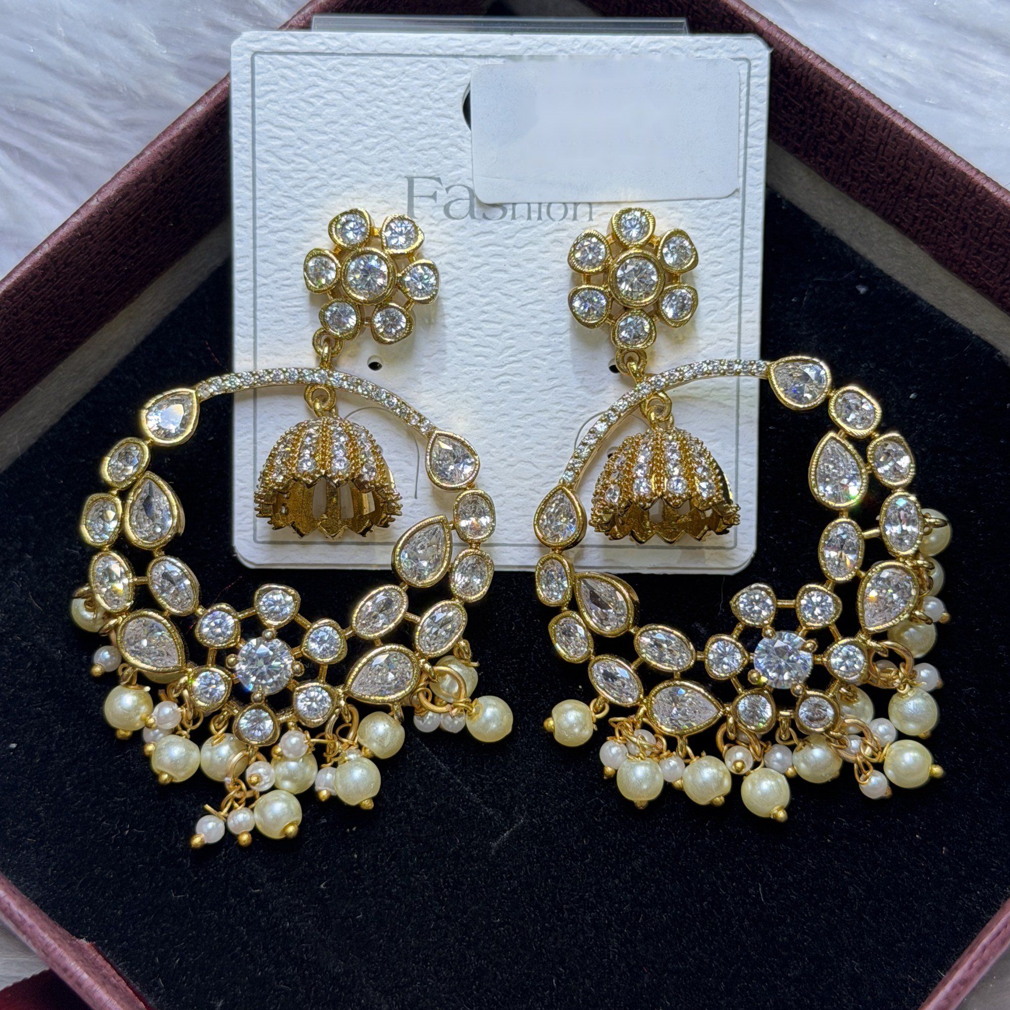Kundan chandbali jhumka earrings