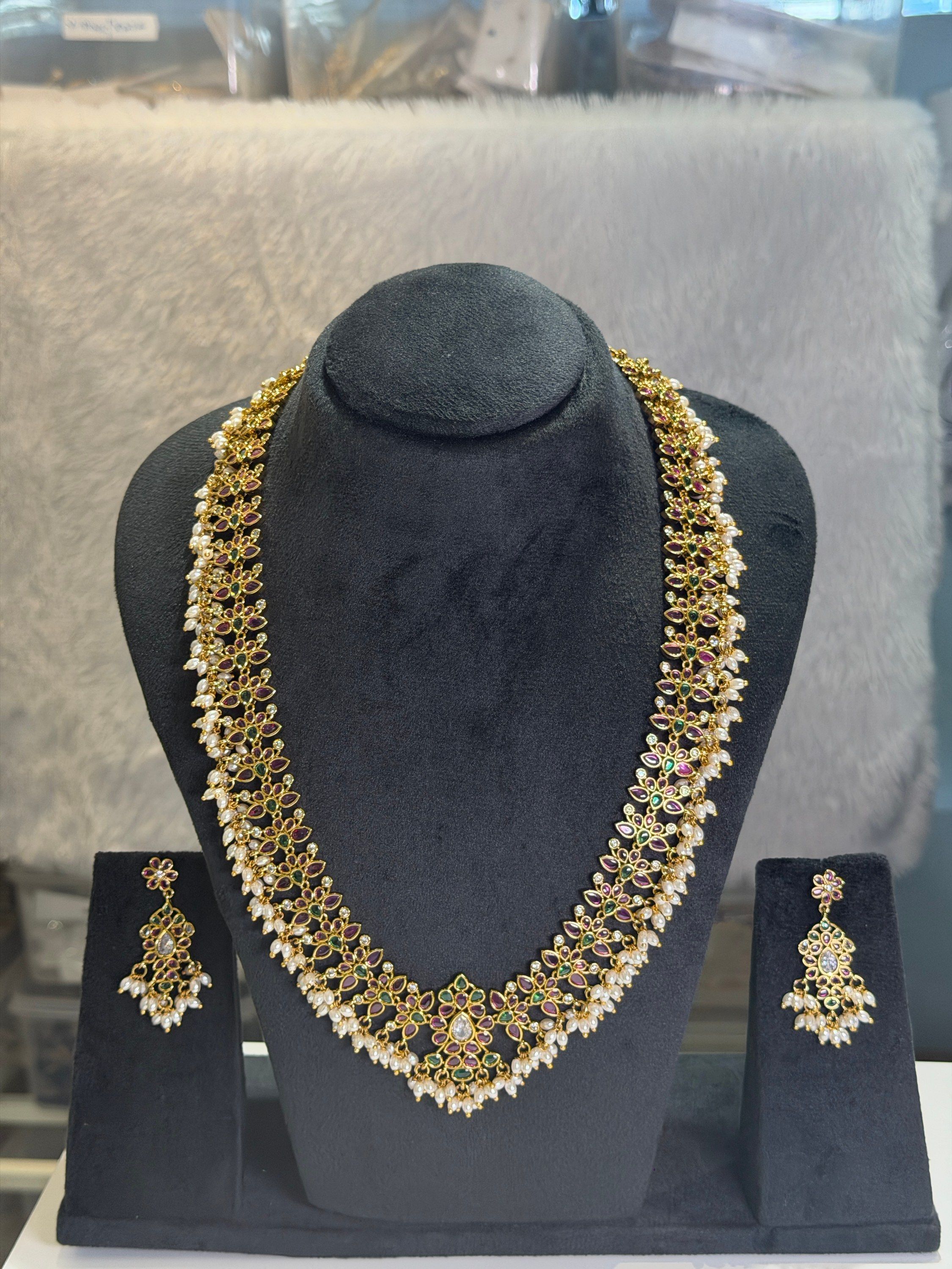 Kundan long necklace set