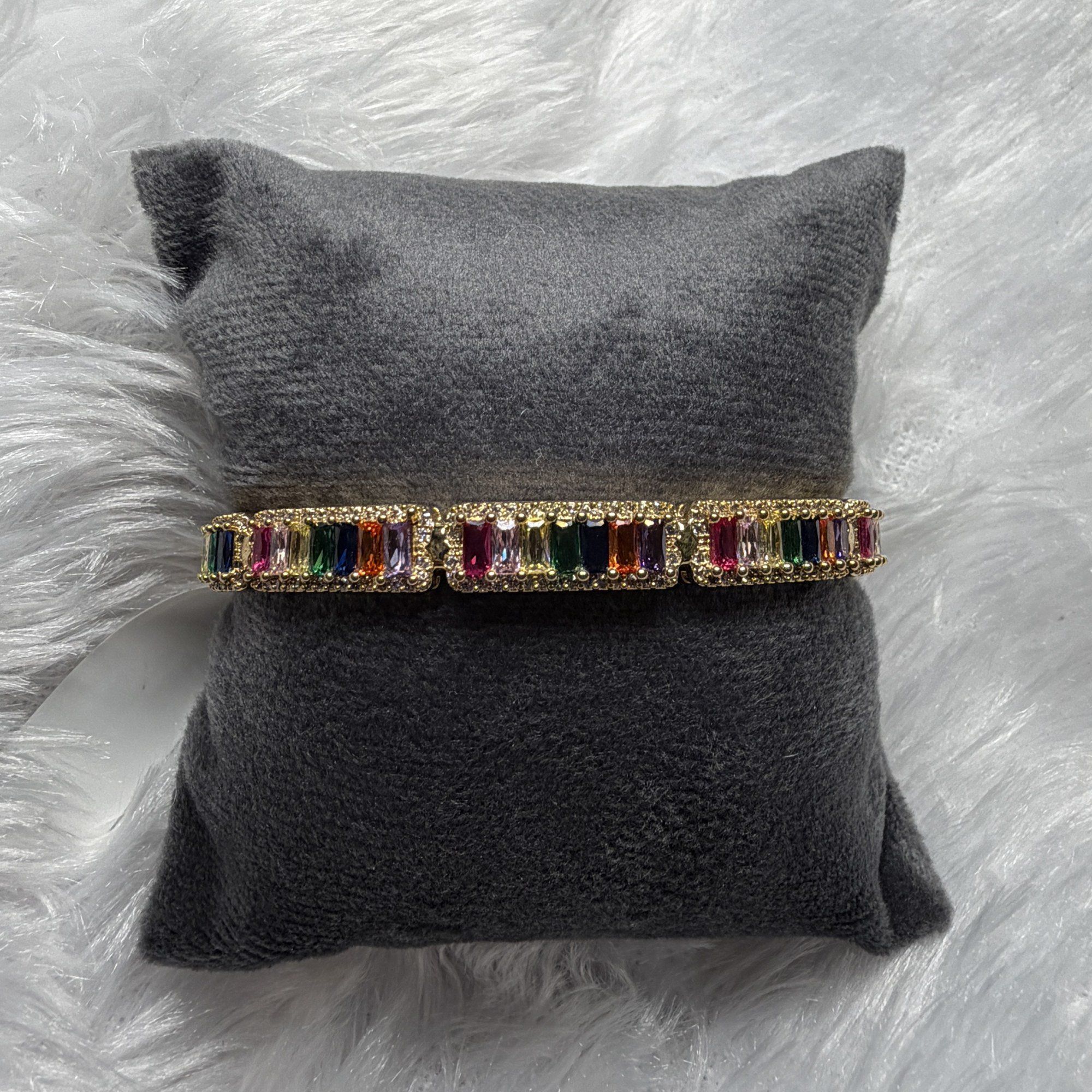 Multicolour baguette stone bracelet