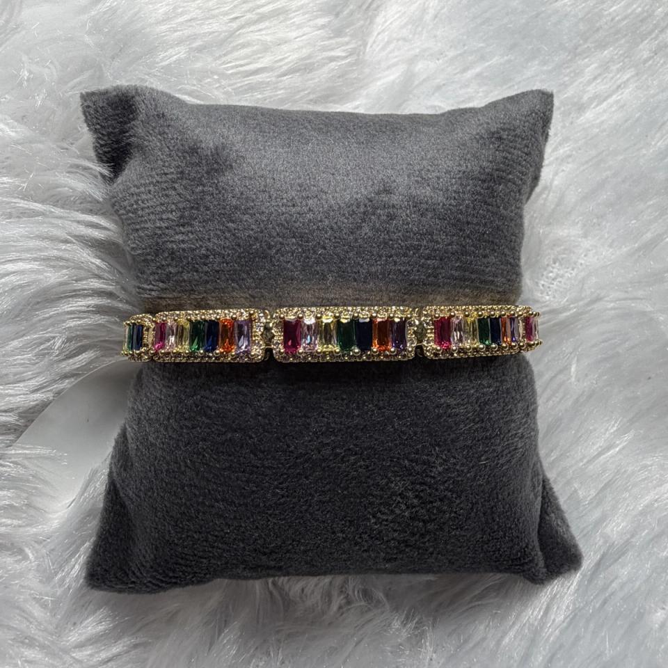 Multicolour baguette stone bracelet