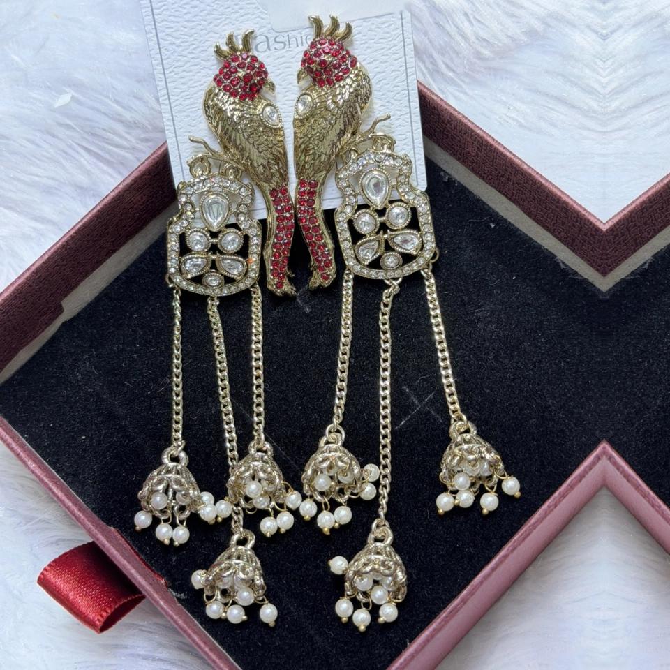Parrot jhumka drop earrings