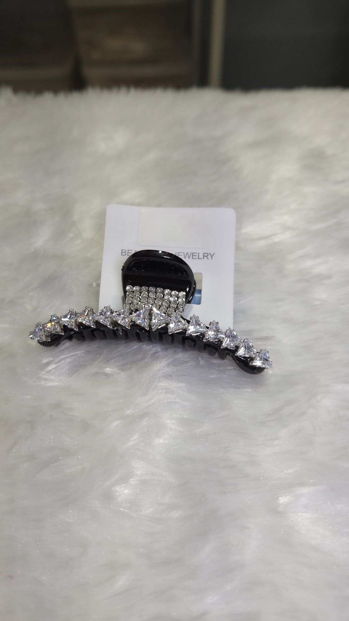 Long crystal spike claw clip *