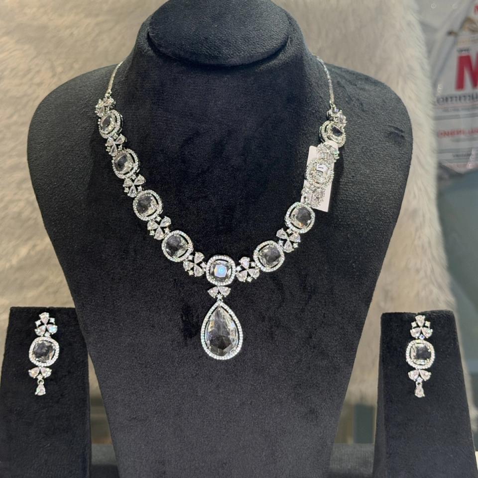 Crystal drop necklace and earring set