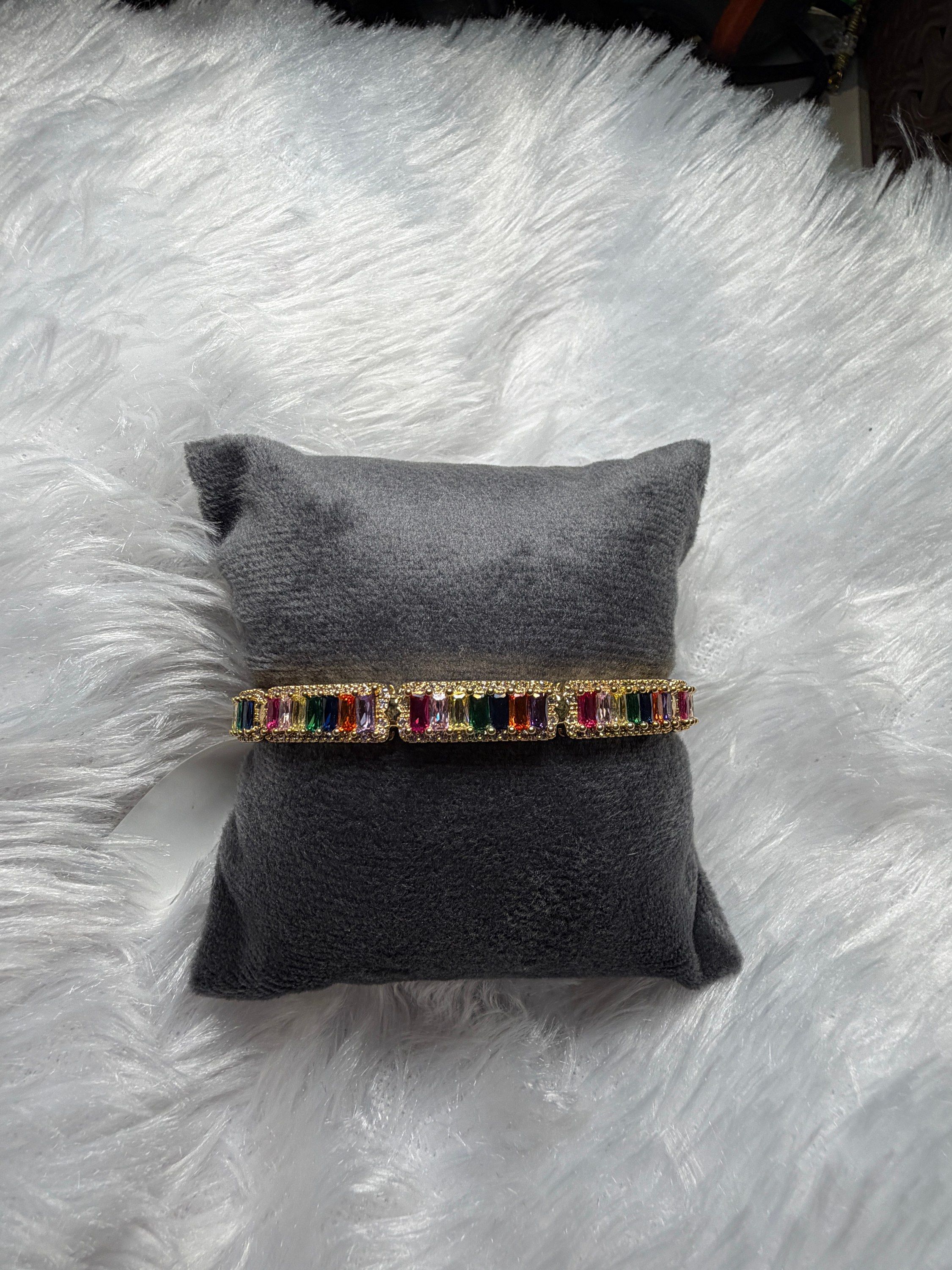 Multicolour baguette stone bracelet