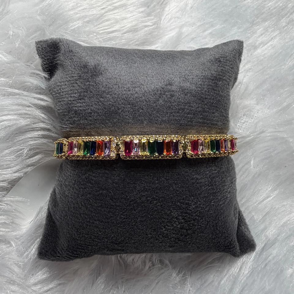 Multicolour baguette stone bracelet