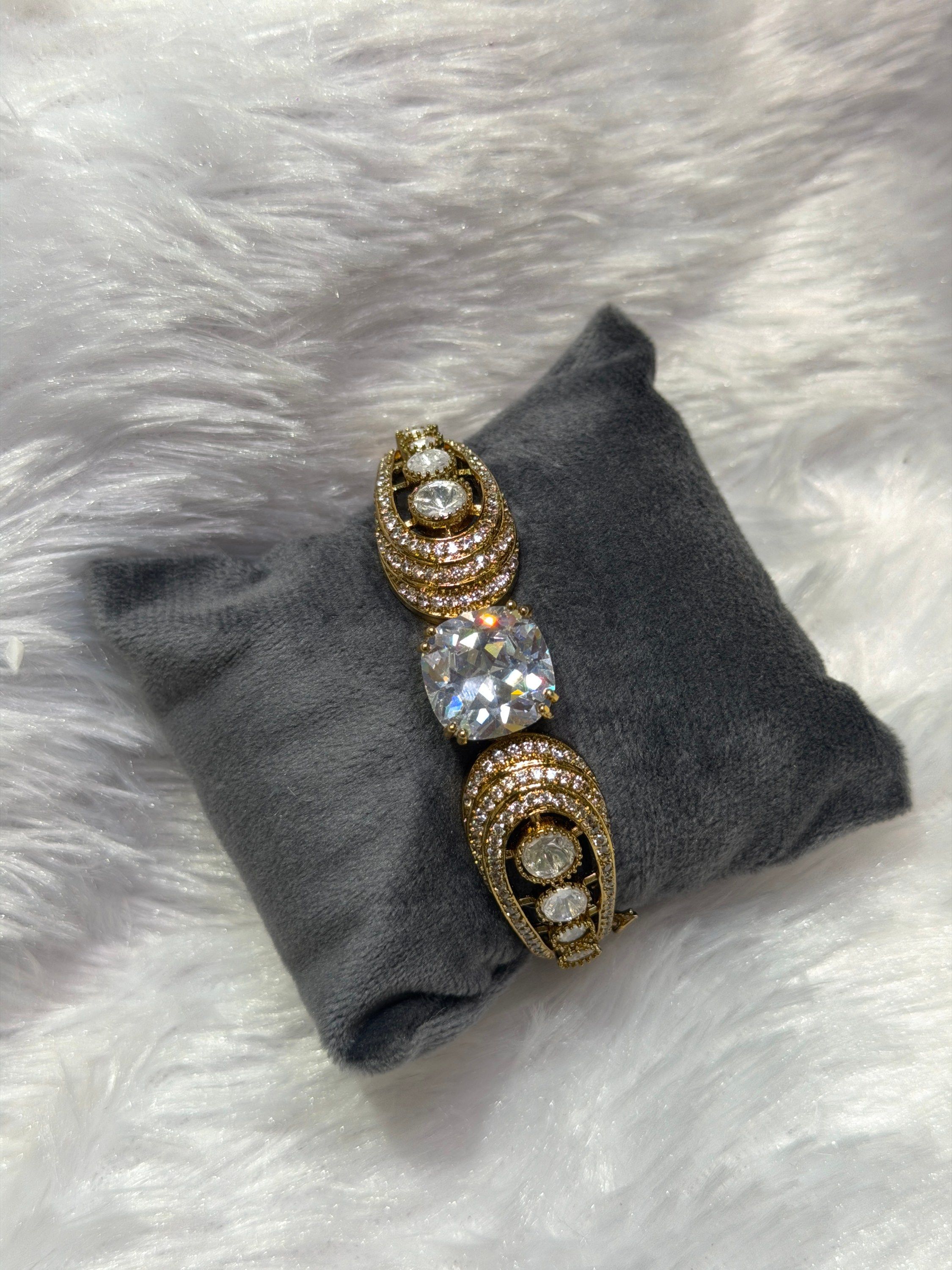 Statement stone cuff, antique gold