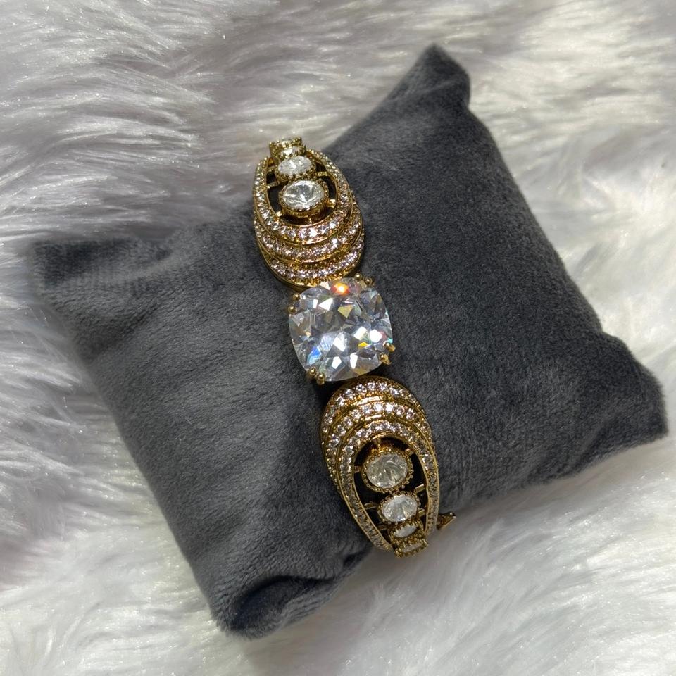 Statement stone cuff, antique gold