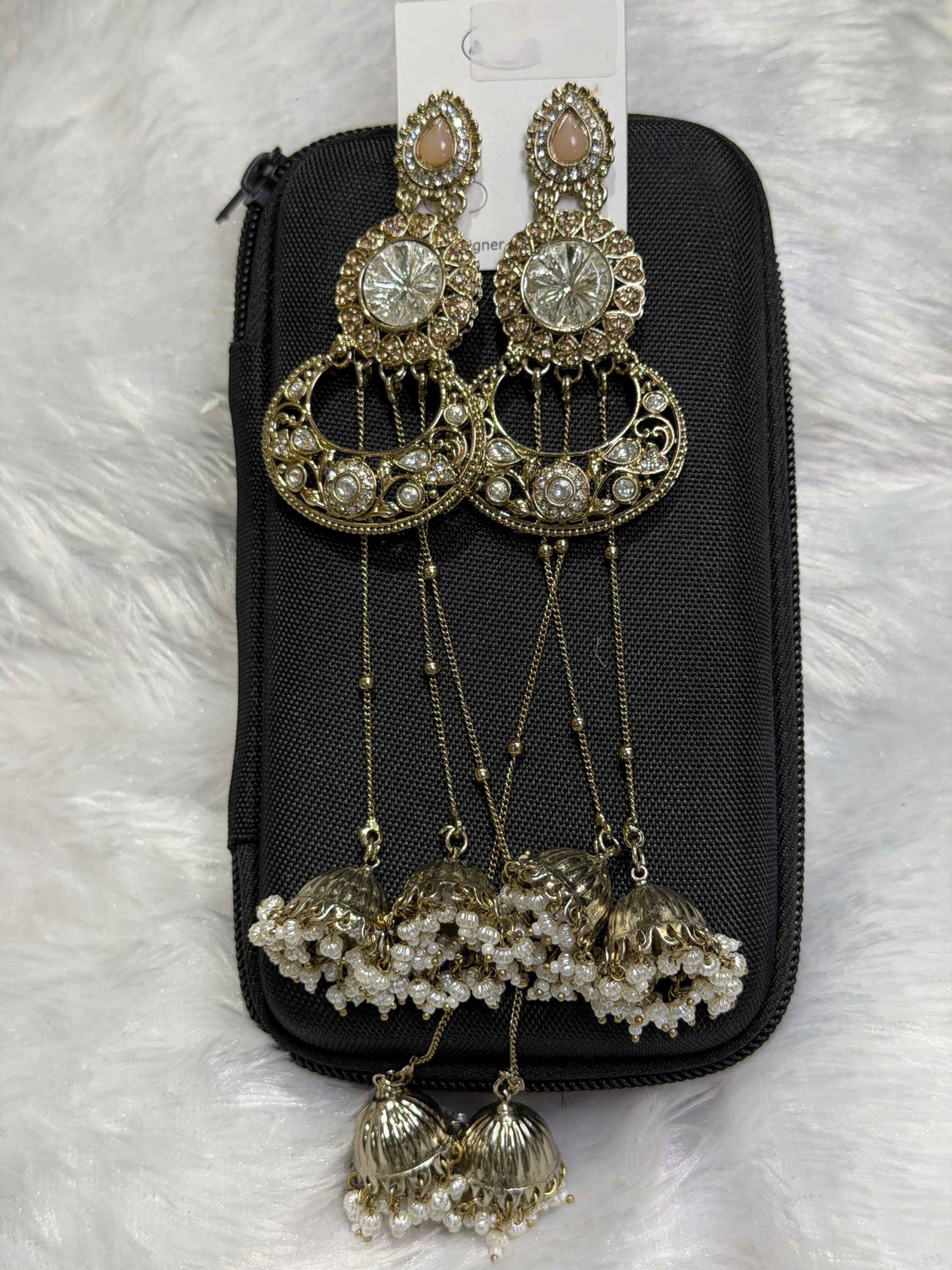 Chandbali earrings with jhumka chains