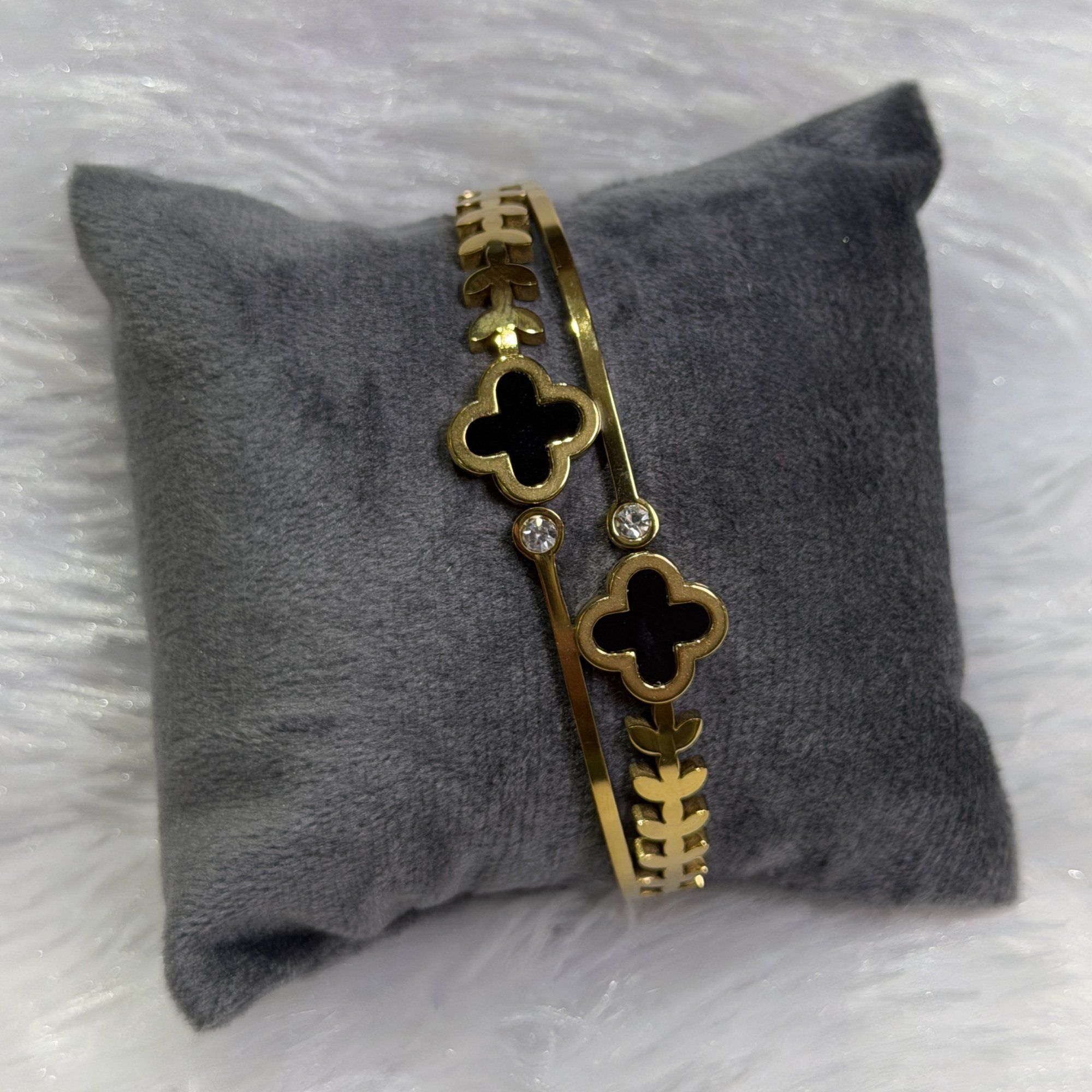 Black clover cuff bracelet