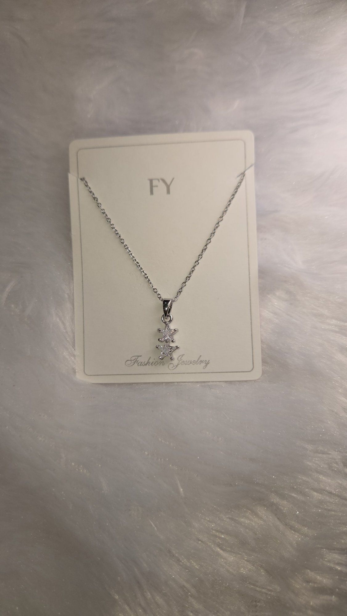 Silver stone charm pendant chain *