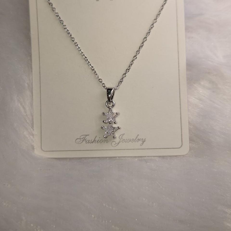 Silver stone charm pendant chain *