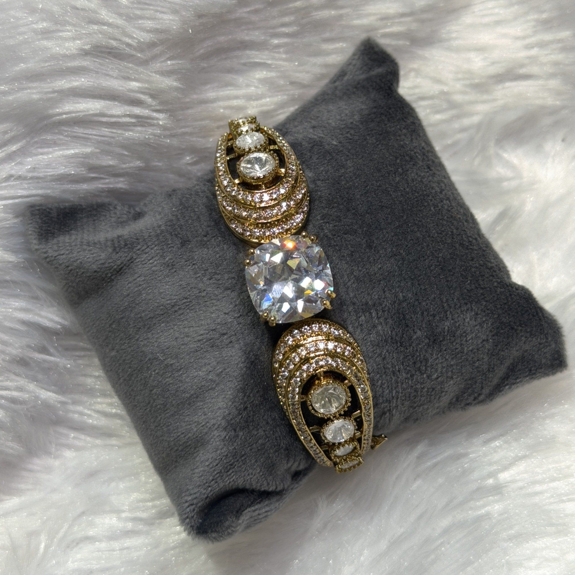 Statement stone cuff, antique gold