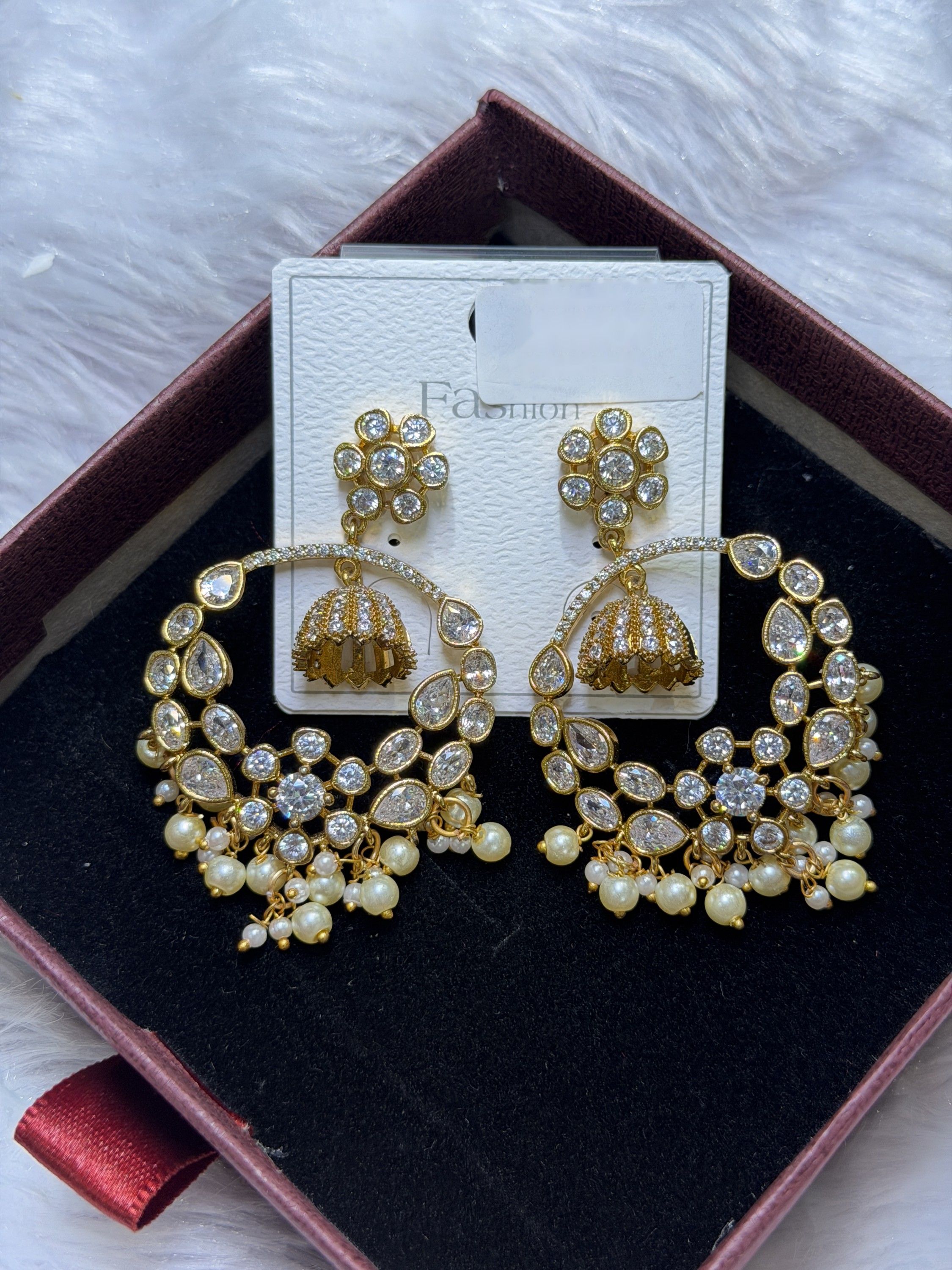 Kundan chandbali jhumka earrings