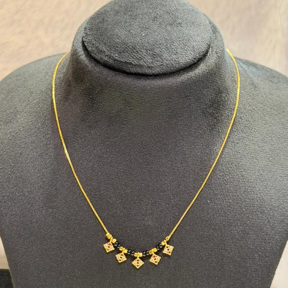 Square charm black bead chain
