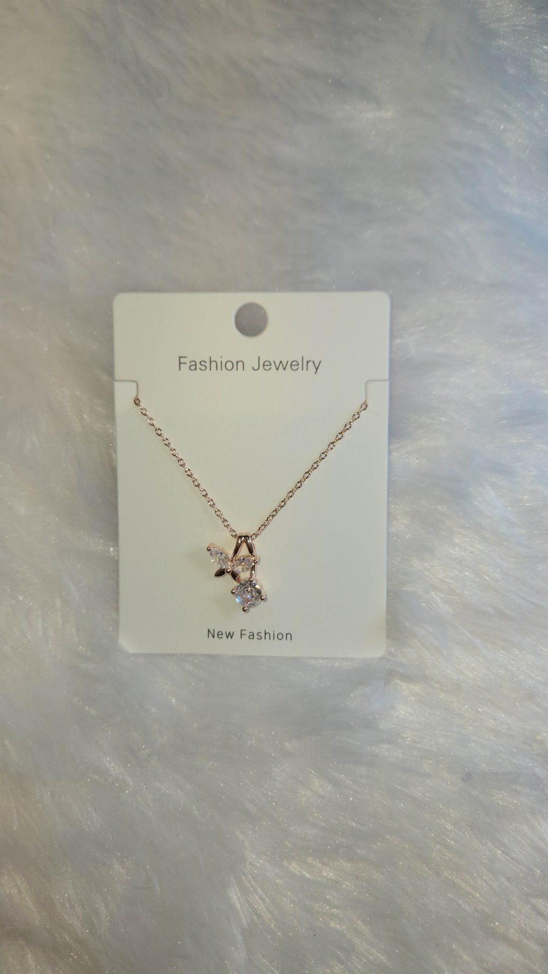 Rose gold bow solitaire pendant chain *