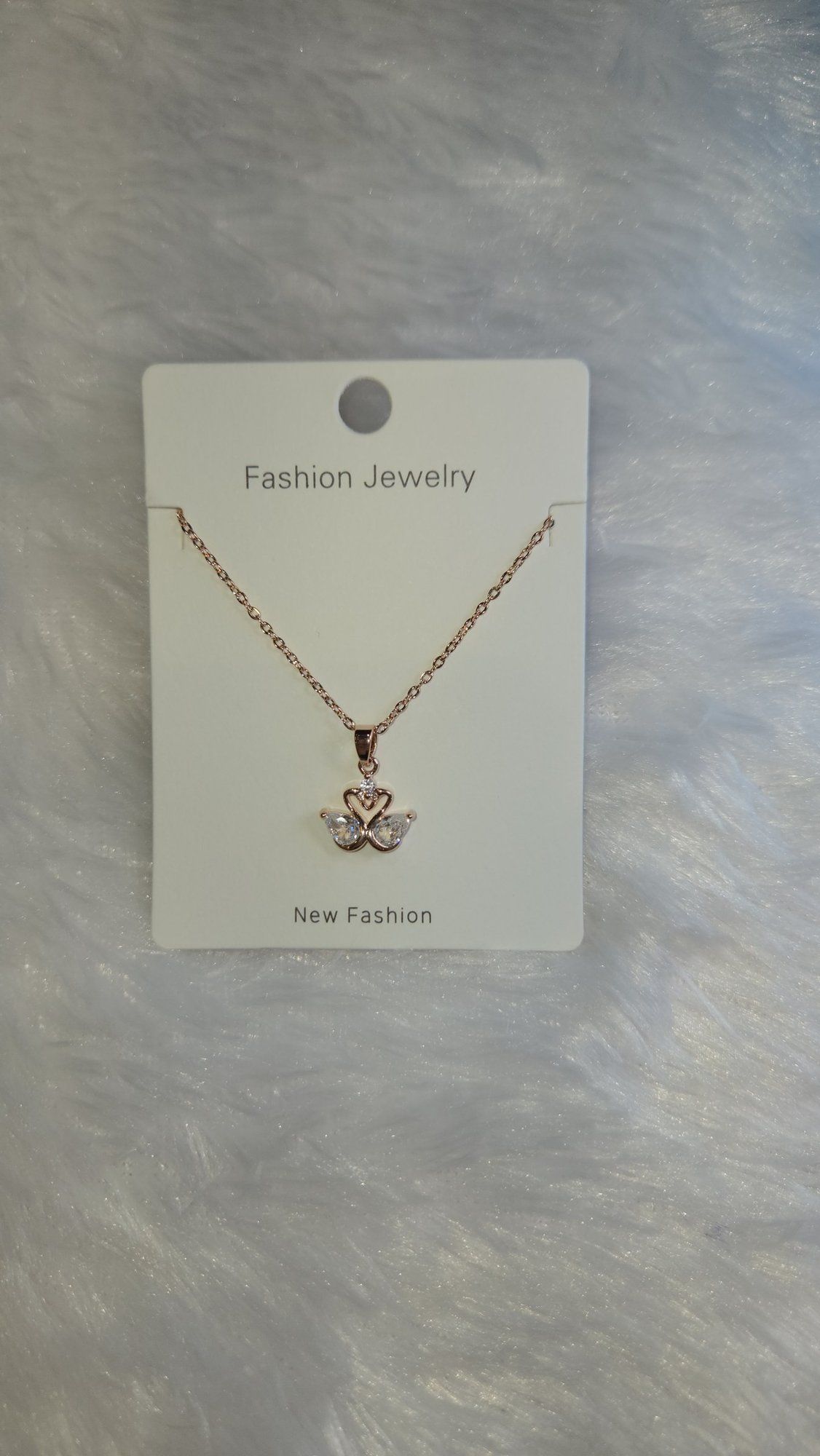 Rose gold heart bow pendant chain *