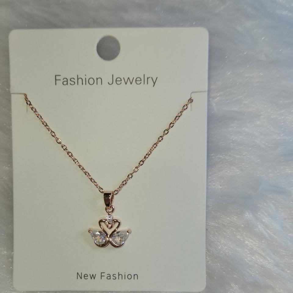 Rose gold heart bow pendant chain *