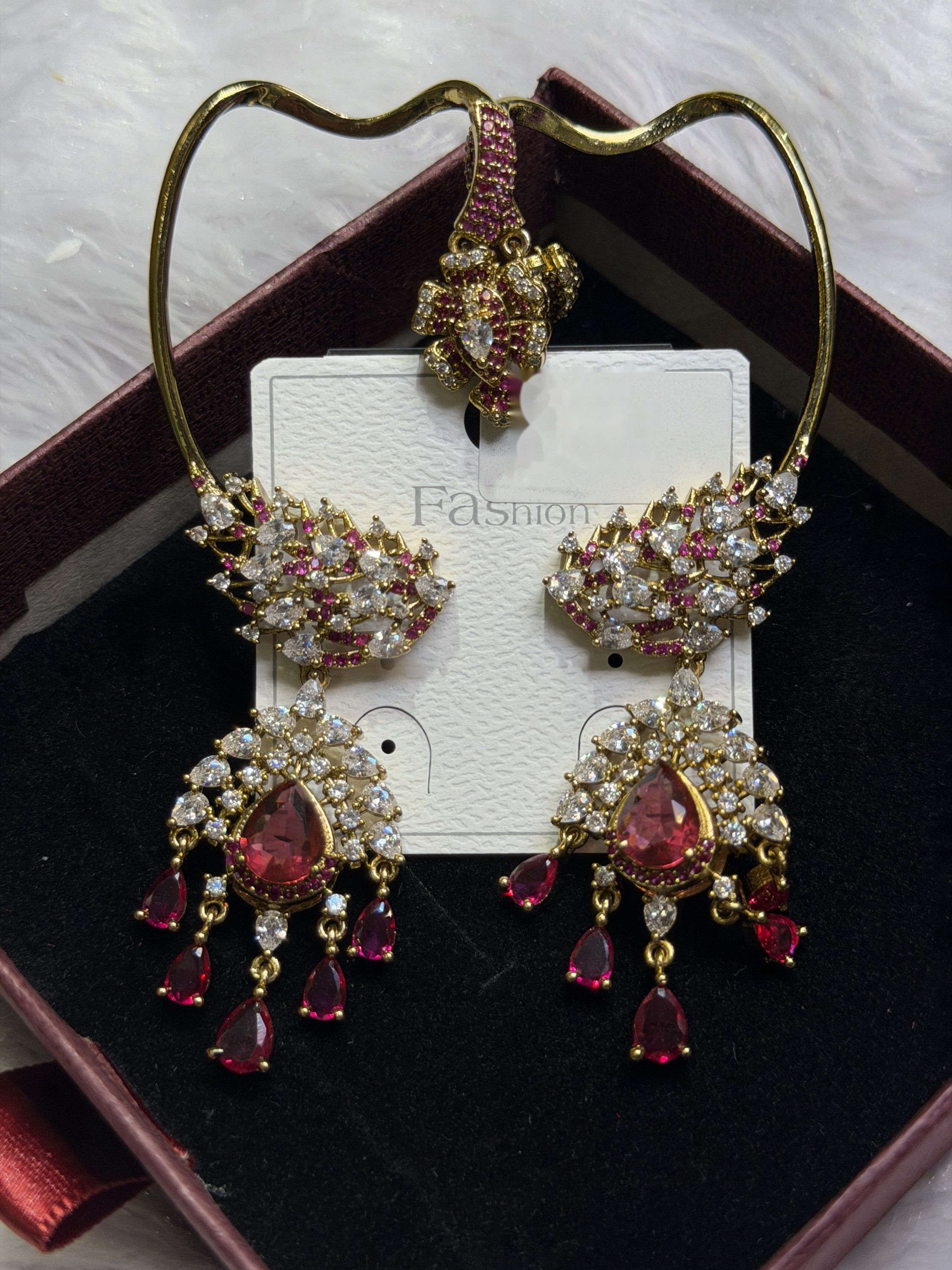 Ruby stone drop earrings