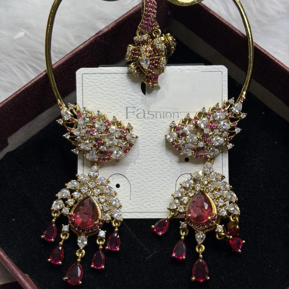 Ruby stone drop earrings