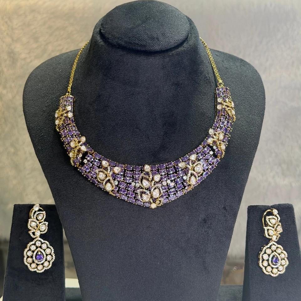 Purple stone choker set
