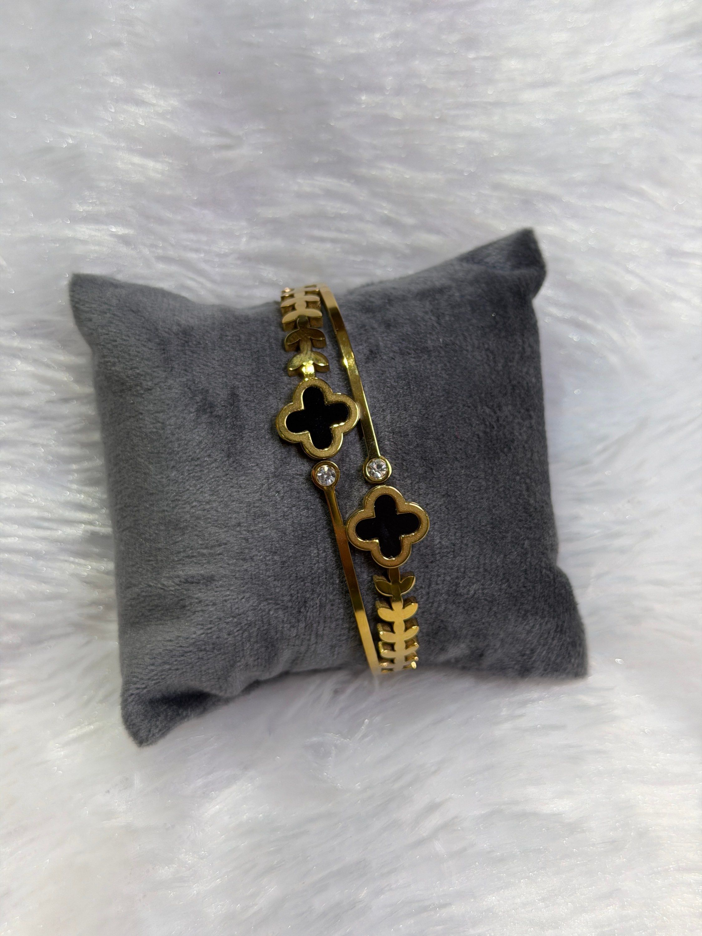 Black clover cuff bracelet