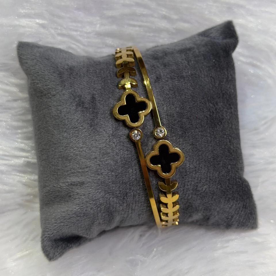 Black clover cuff bracelet