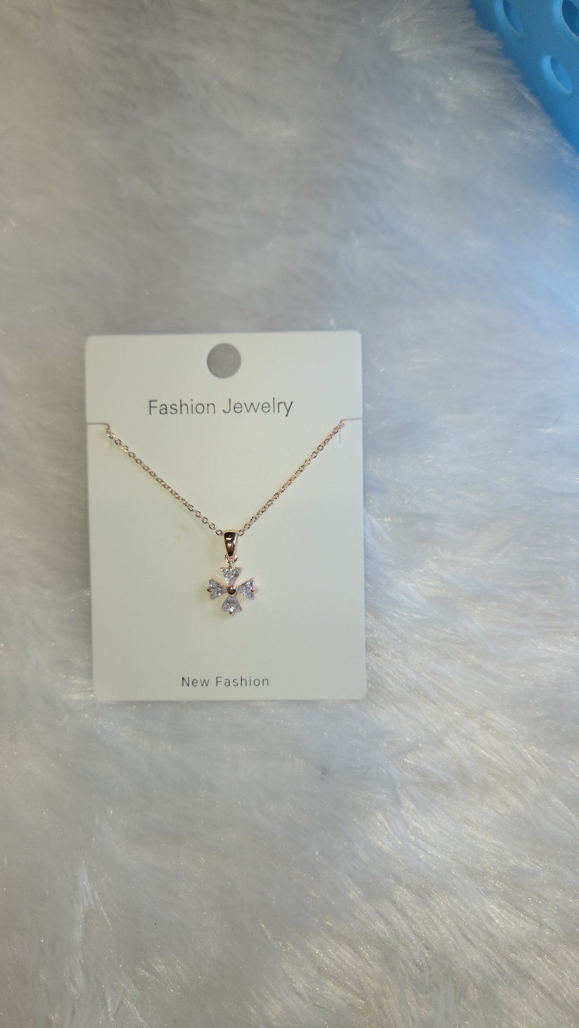 Rose gold petal cross pendant chain *