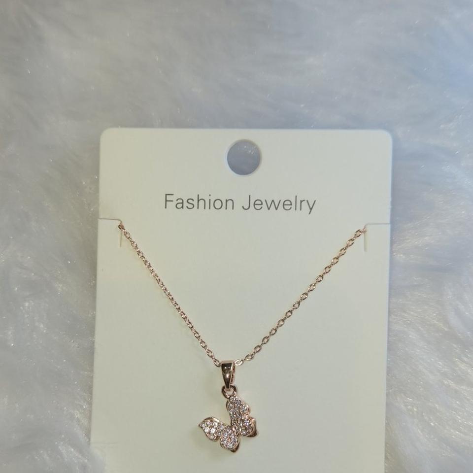 Rose gold butterfly pendant chain *