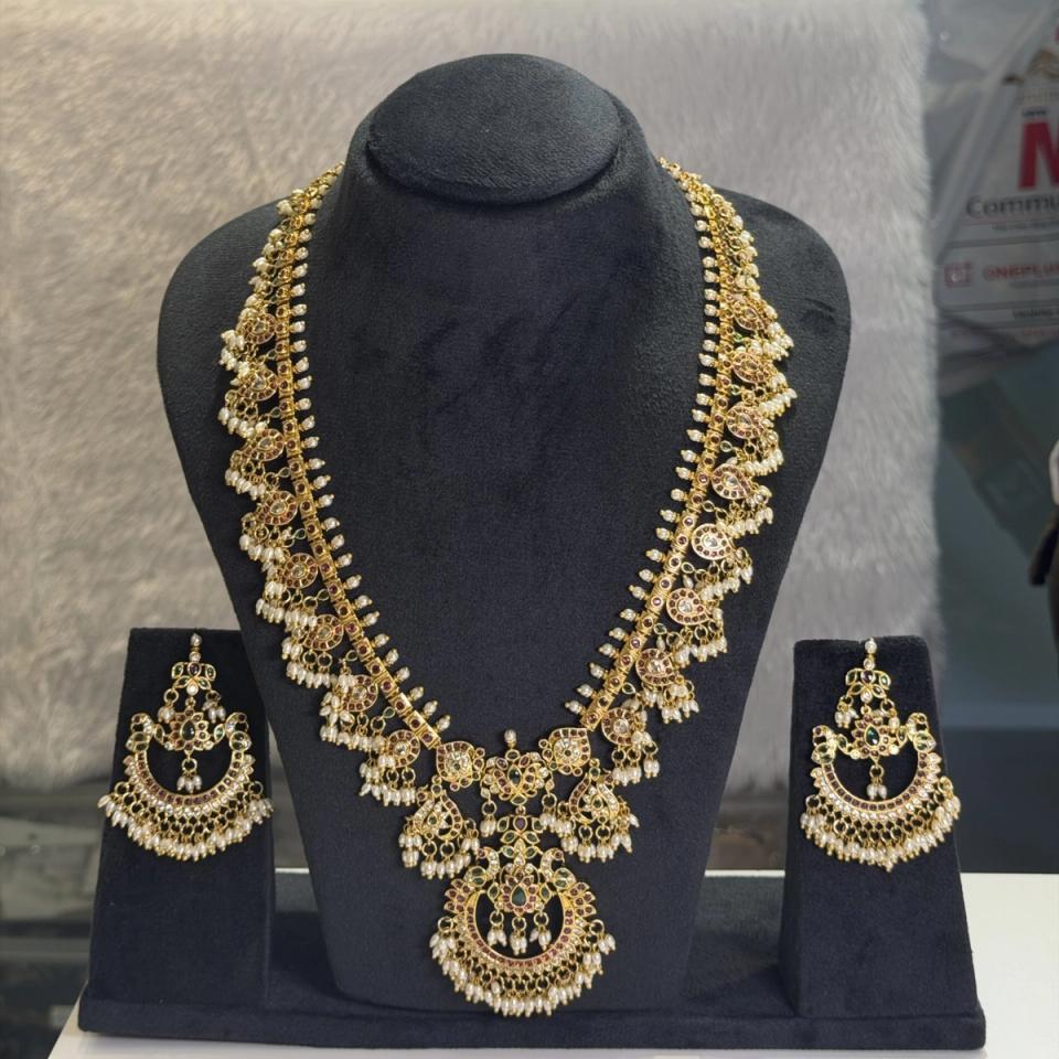 Antique gold long haram set