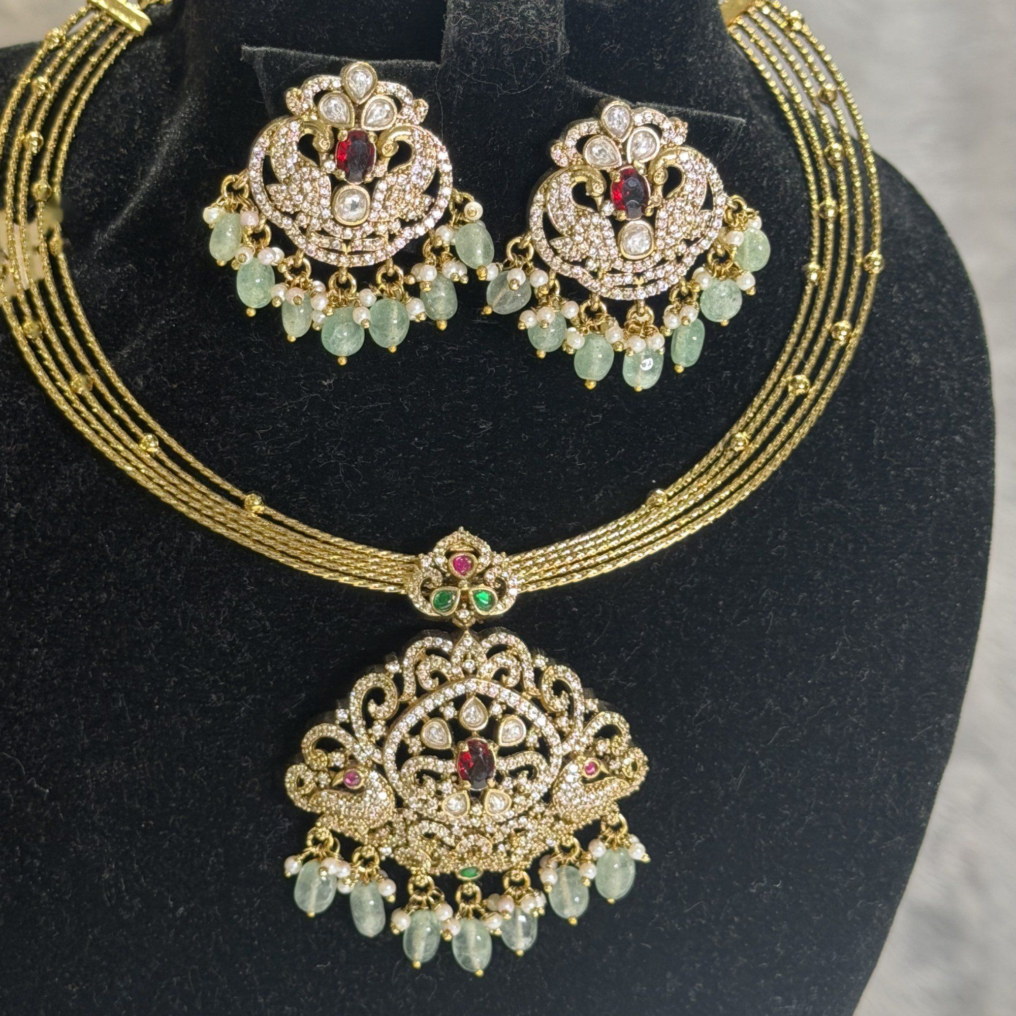 Gold multi-strand necklace set