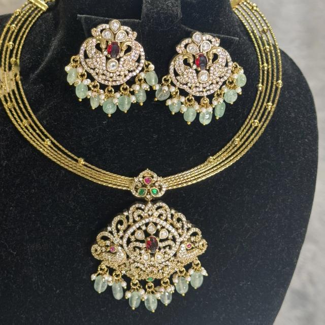 Gold multi-strand necklace set