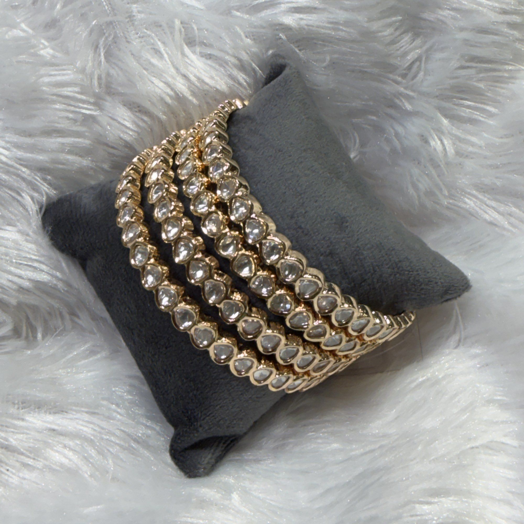 Round polki stone bangle stack