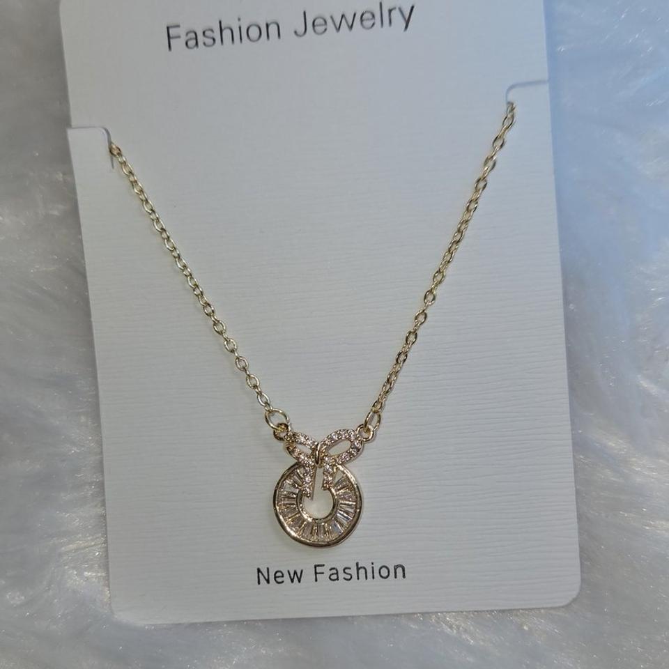 Gold ring knot pendant chain *