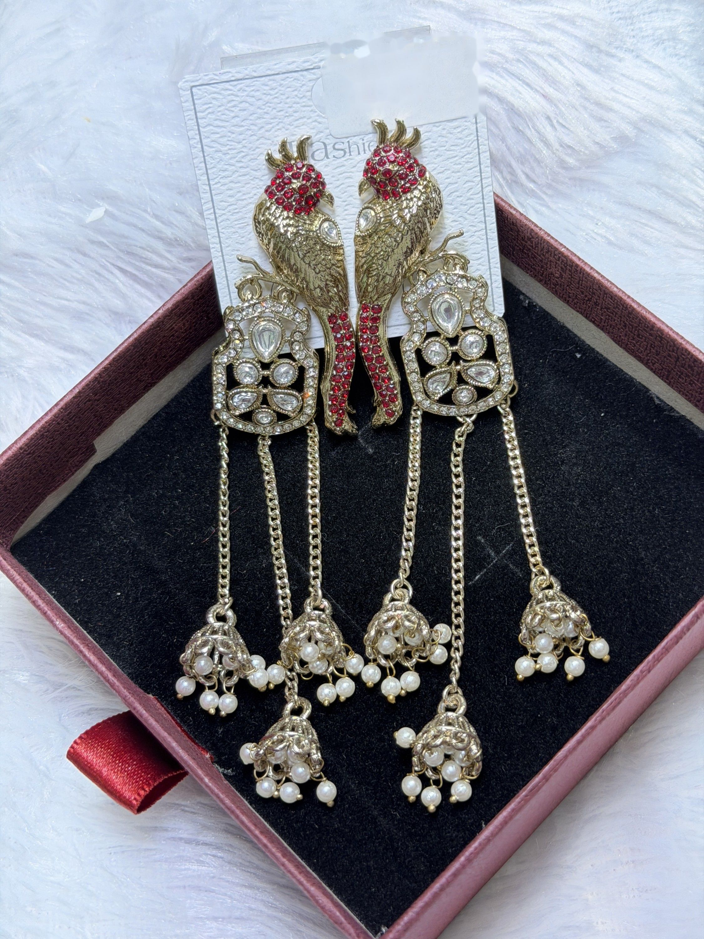 Parrot jhumka drop earrings