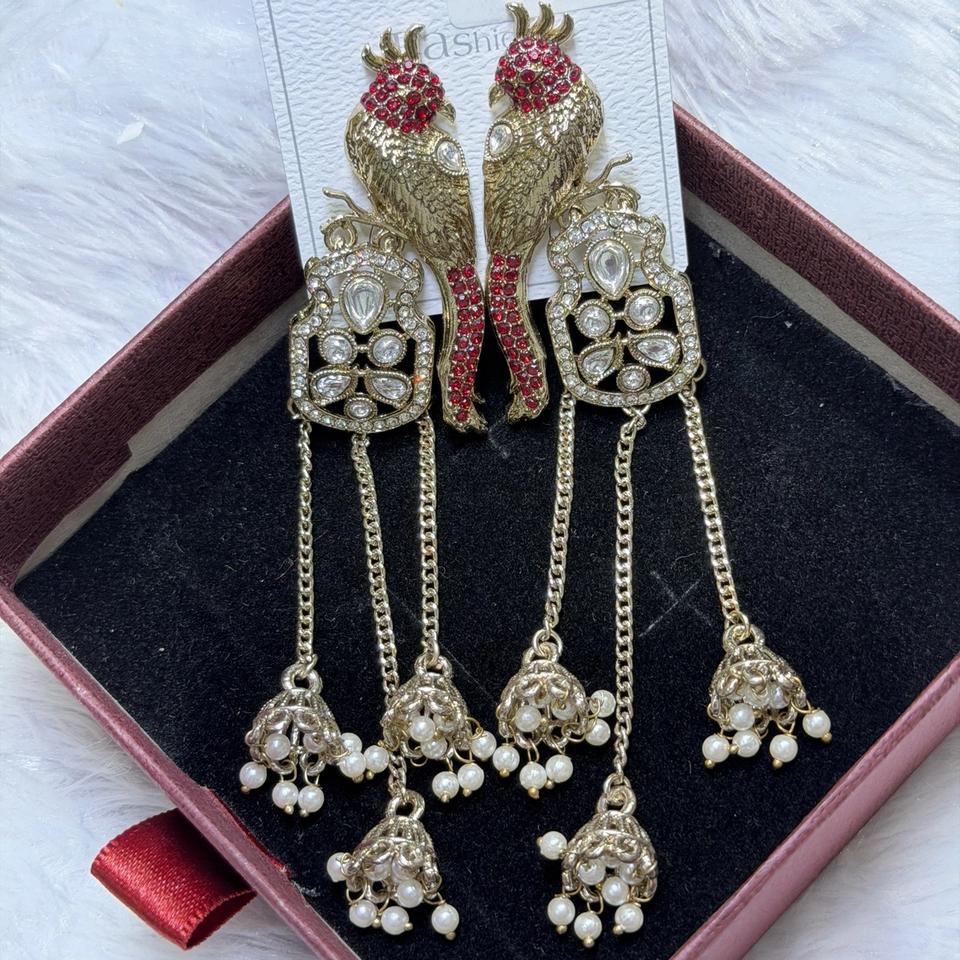 Parrot jhumka drop earrings